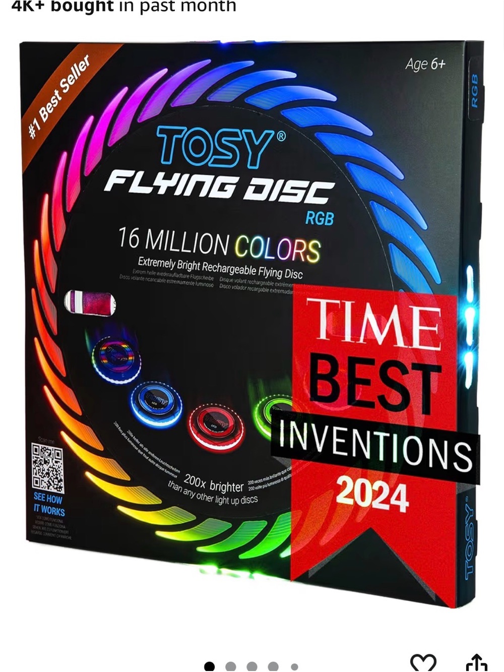 New out of box TOSY Flying Disc RGB LED Light-Up Frisbee - Multicolor